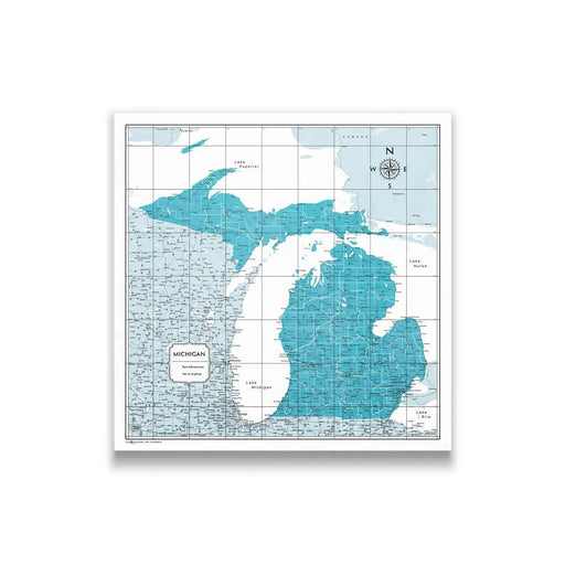 Michigan Map Poster - Teal Color Splash