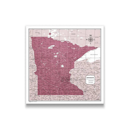 Minnesota Map Poster - Burgundy Color Splash