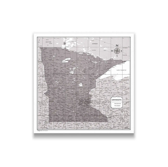 Push Pin Minnesota Map (Pin Board/Poster) - Dark Brown Color Splash CM Pin Board