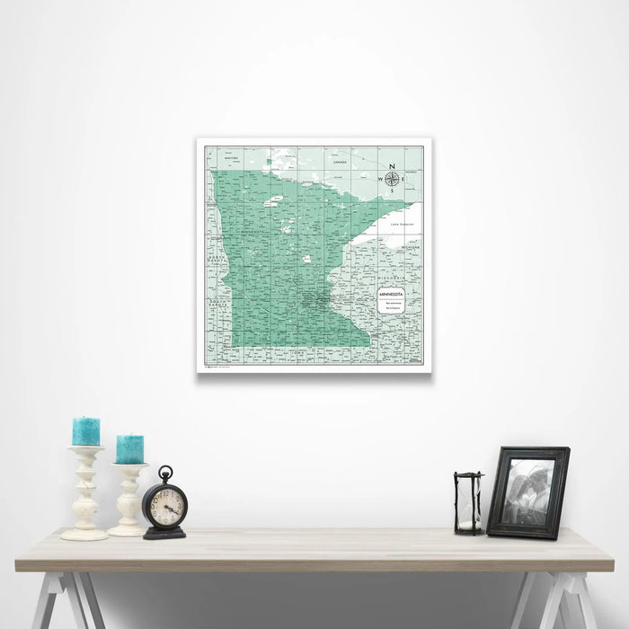 Minnesota Map Poster - Green Color Splash CM Poster