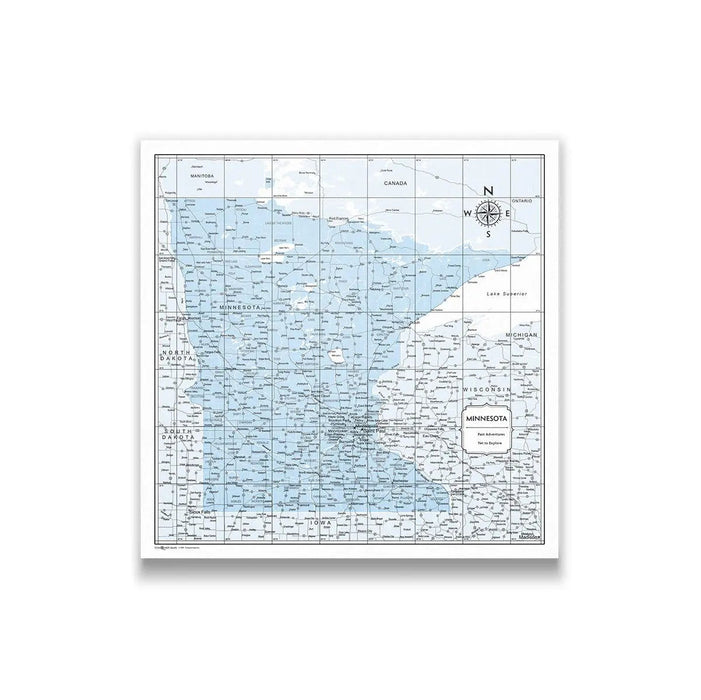 Push Pin Minnesota Map (Pin Board) - Light Blue Color Splash CM Pin Board