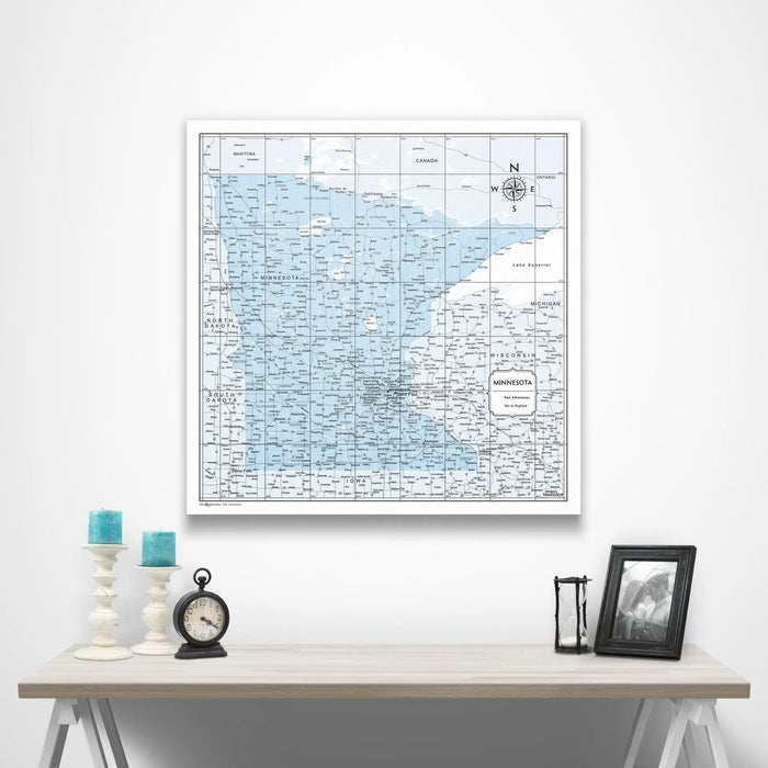 Minnesota Map Poster - Light Blue Color Splash CM Poster