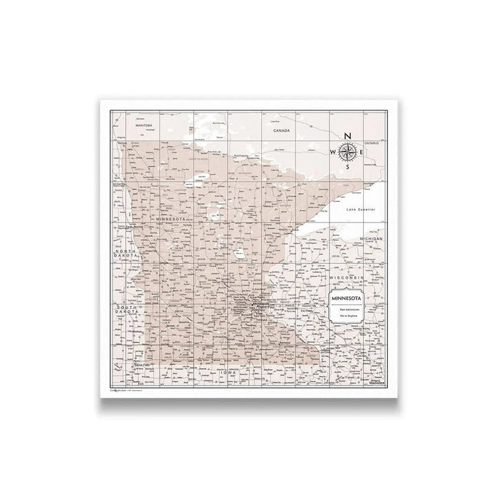 Push Pin Minnesota Map (Pin Board) - Light Brown Color Splash CM Pin Board