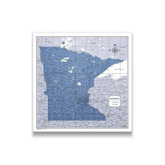 Minnesota Map Poster - Navy Color Splash CM Poster