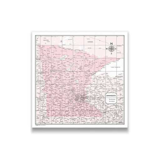 Minnesota Map Poster - Pink Color Splash