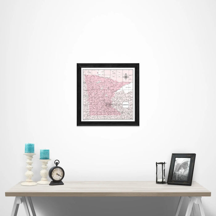 Minnesota Map Poster - Pink Color Splash CM Poster
