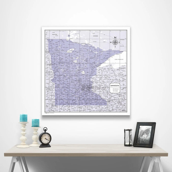 Minnesota Map Poster - Purple Color Splash CM Poster