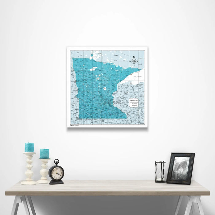 Minnesota Map Poster - Teal Color Splash CM Poster