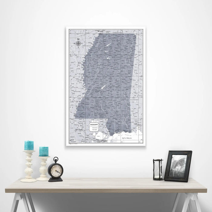 Mississippi Map Poster - Dark Gray Color Splash CM Poster