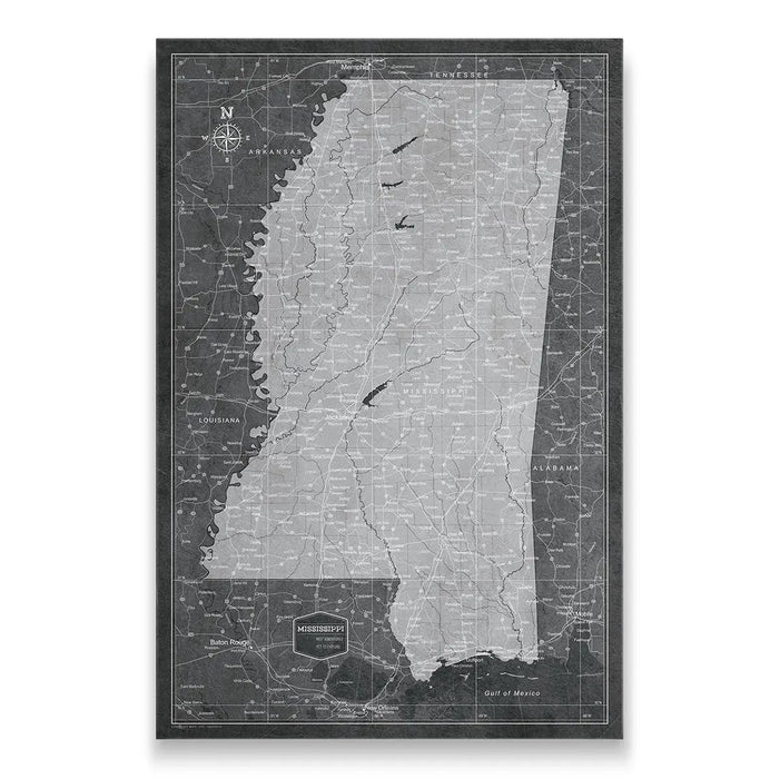 Push Pin Mississippi Map (Pin Board/Poster) - Modern Slate CM Pin Board