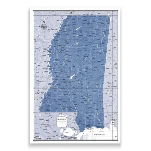 Push Pin Mississippi Map (Pin Board) - Navy Color Splash CM Pin Board