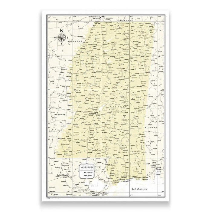 Push Pin Mississippi Map (Pin Board) - Yellow Color Splash CM Pin Board