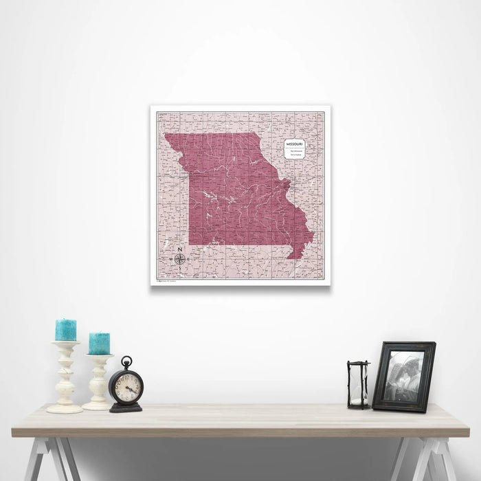 Missouri Map Poster - Burgundy Color Splash CM Poster