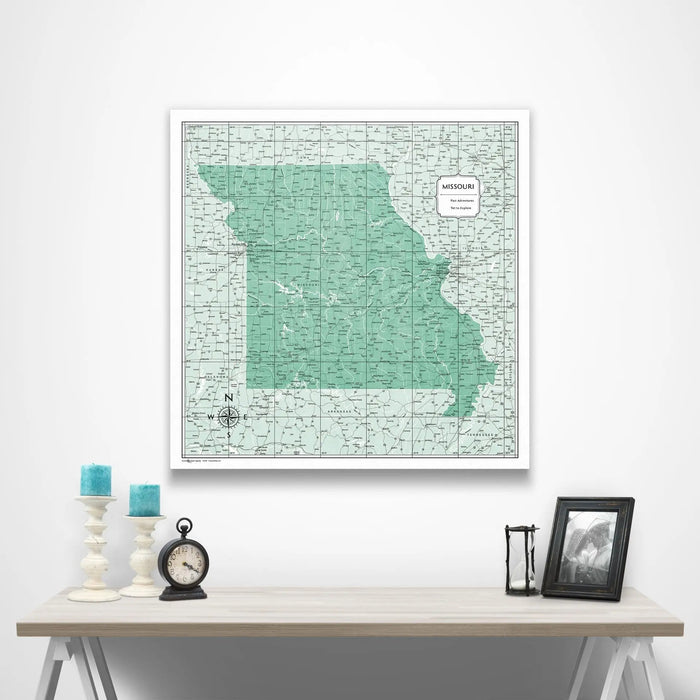 Missouri Map Poster - Green Color Splash CM Poster