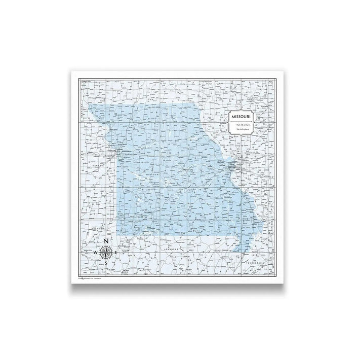 Push Pin Missouri Map (Pin Board) - Light Blue Color Splash CM Pin Board