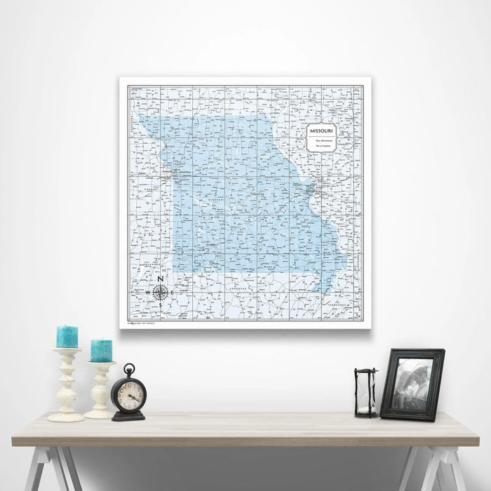 Missouri Map Poster - Light Blue Color Splash CM Poster