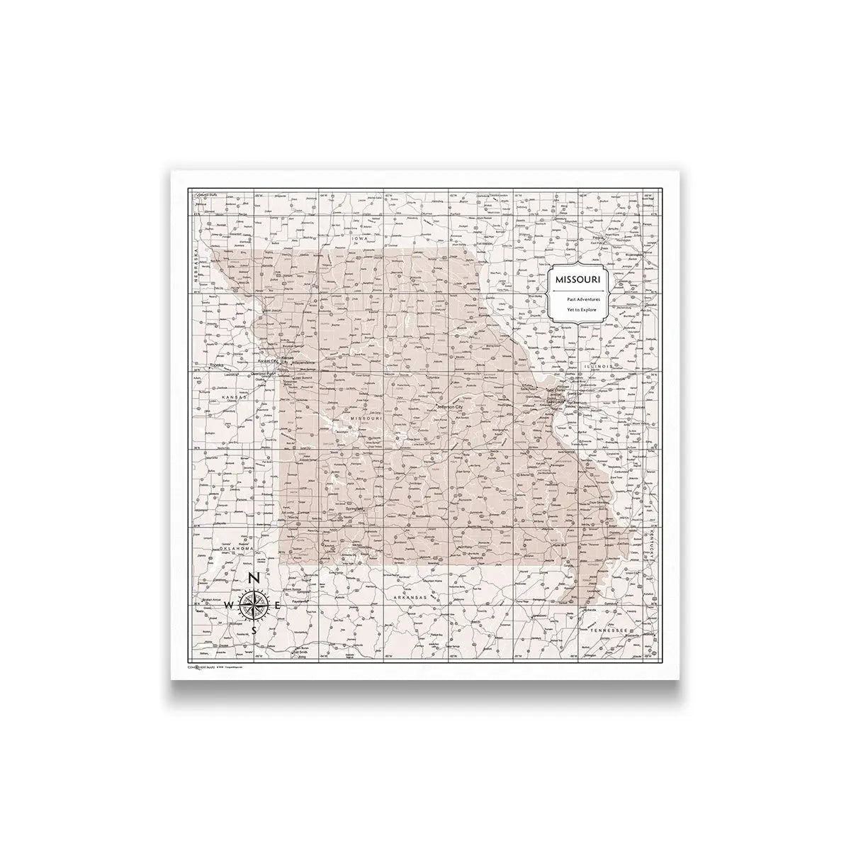 Map Pin Missouri Push Pin Missouri Map (Pin Board) - Light Brown Color Splash - Conquest ...