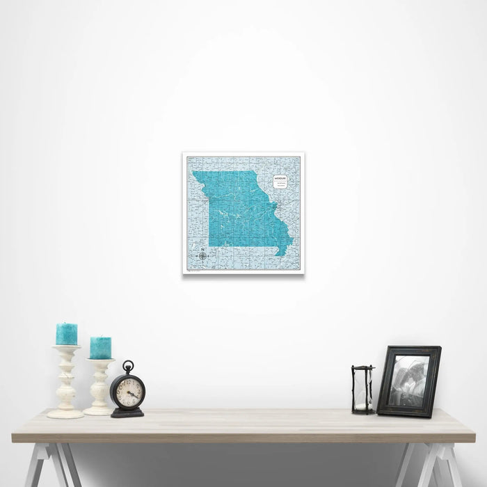 Missouri Map Poster - Teal Color Splash CM Poster