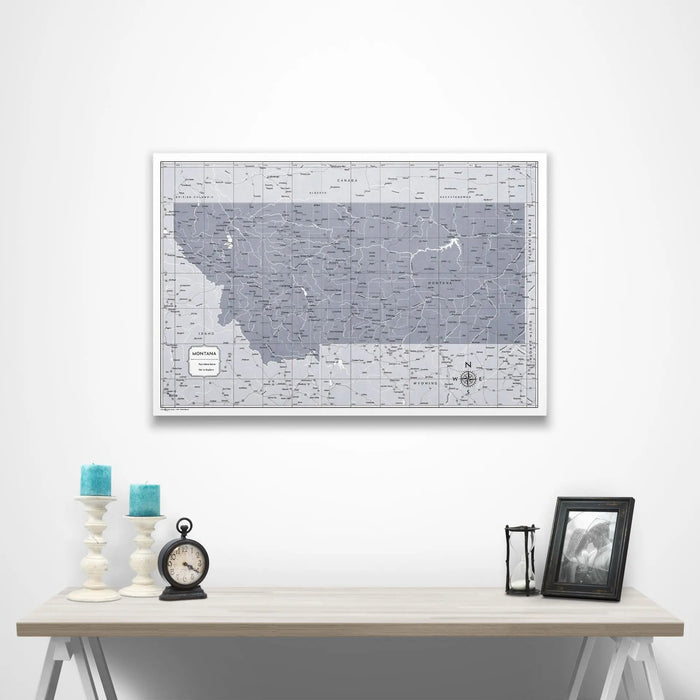 Montana Map Poster - Dark Gray Color Splash CM Poster