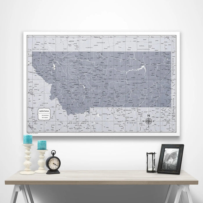Montana Map Poster - Dark Gray Color Splash CM Poster