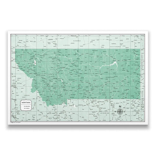Montana Map Poster - Green Color Splash