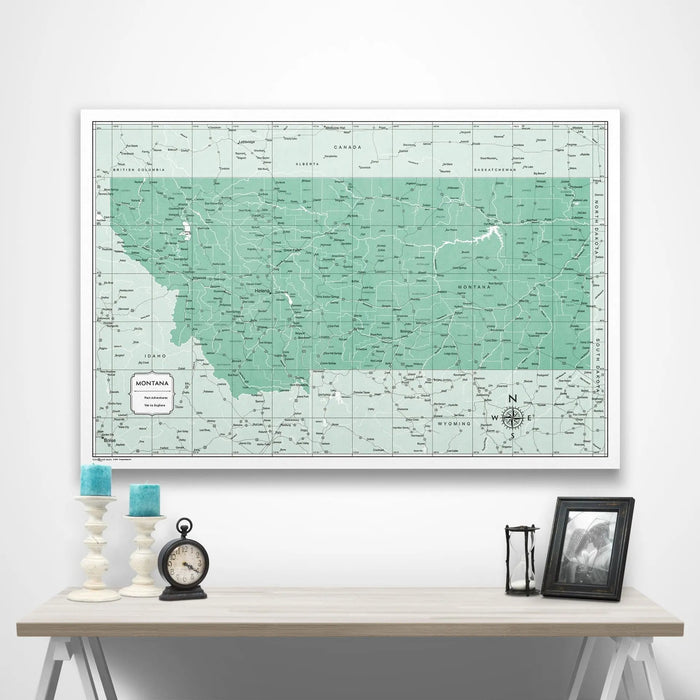 Montana Map Poster - Green Color Splash CM Poster