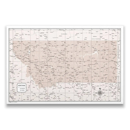 Montana Map Poster - Light Brown Color Splash