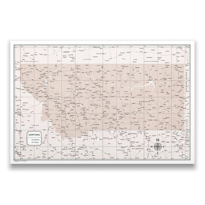 Push Pin Montana Map (Pin Board/Poster) - Light Brown Color Splash CM Pin Board