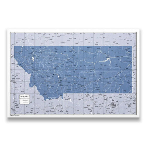 Montana Map Poster - Navy Color Splash