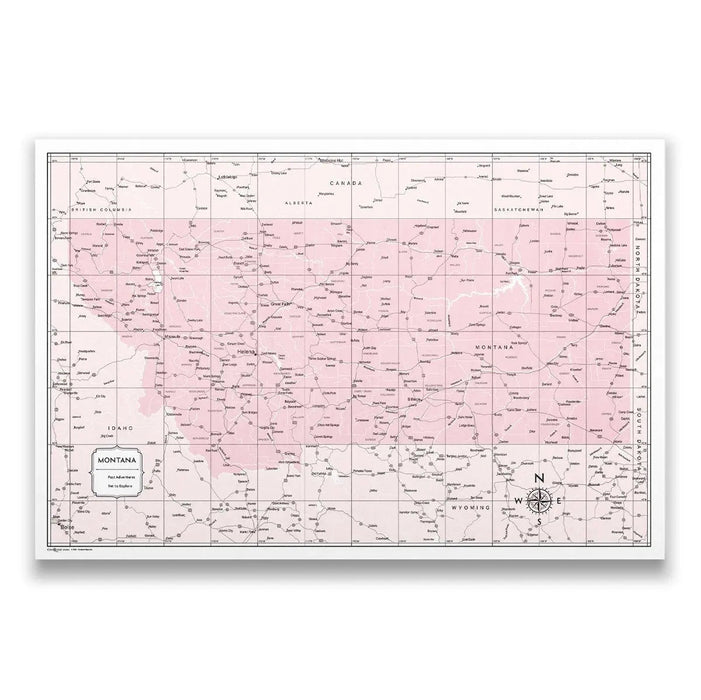 Push Pin Montana Map (Pin Board) - Pink Color Splash CM Pin Board
