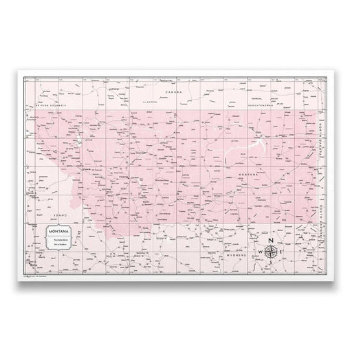 Montana Map Poster - Pink Color Splash
