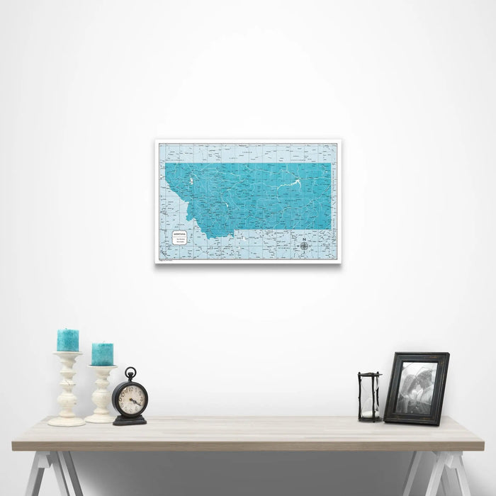 Montana Map Poster - Teal Color Splash CM Poster