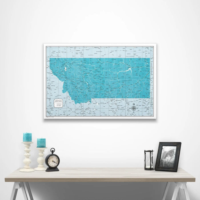 Montana Map Poster - Teal Color Splash CM Poster