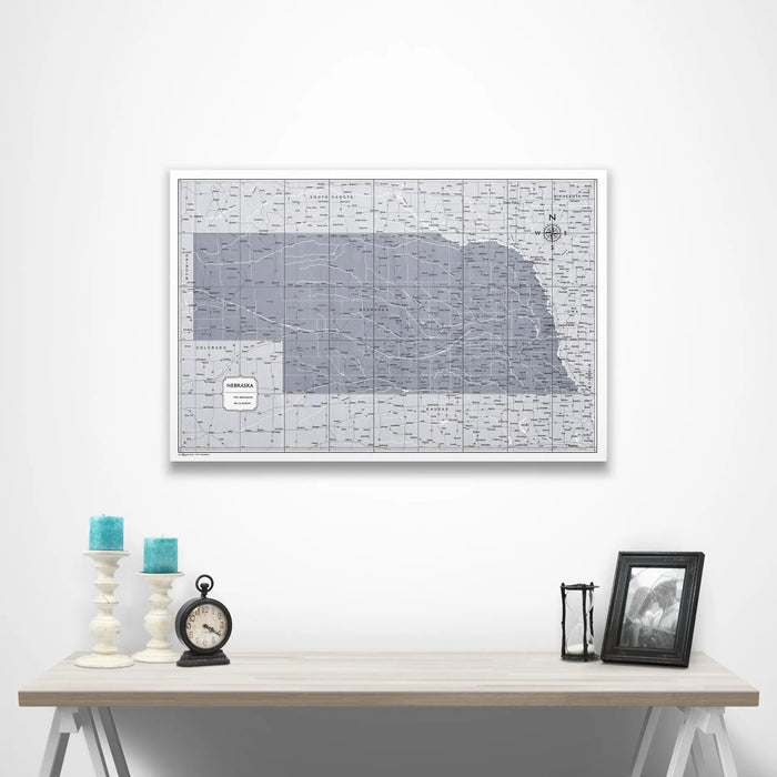 Nebraska Map Poster - Dark Gray Color Splash CM Poster
