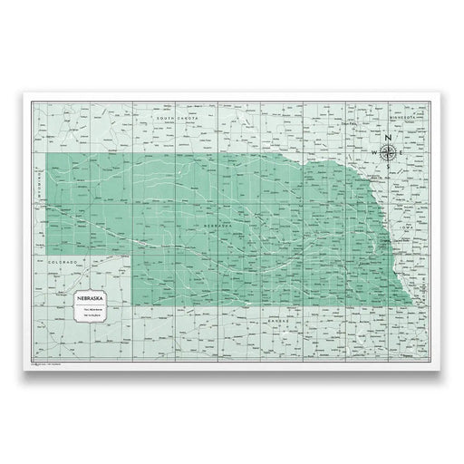 Nebraska Map Poster - Green Color Splash CM Poster