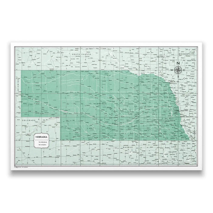 Push Pin Nebraska Map (Pin Board) - Green Color Splash CM Pin Board