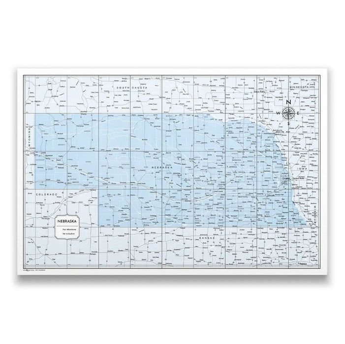 Push Pin Nebraska Map (Pin Board) - Light Blue Color Splash CM Pin Board