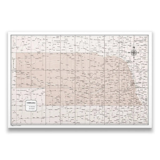 Push Pin Nebraska Map (Pin Board) - Light Brown Color Splash CM Pin Board