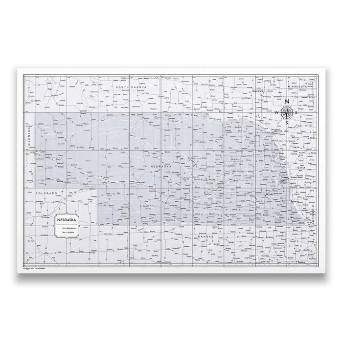 Push Pin Nebraska Map (Pin Board) - Light Gray Color Splash CM Pin Board