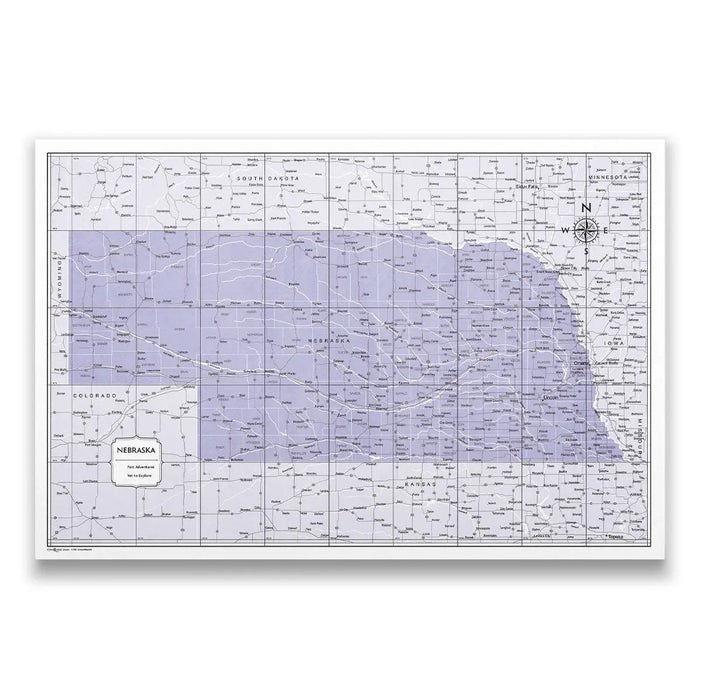 Nebraska Map Poster - Purple Color Splash CM Poster
