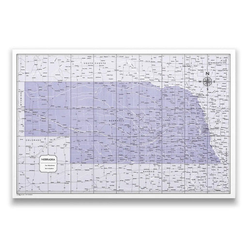 Push Pin Nebraska Map (Pin Board) - Purple Color Splash CM Pin Board