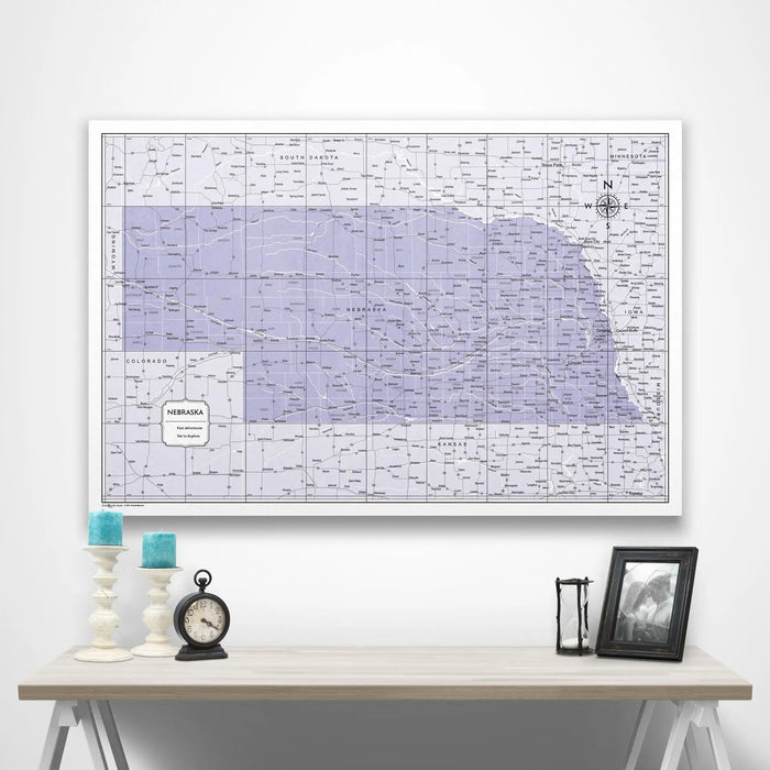 Nebraska Map Poster - Purple Color Splash CM Poster