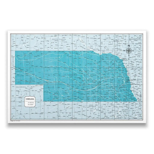 Push Pin Nebraska Map (Pin Board) - Teal Color Splash CM Pin Board