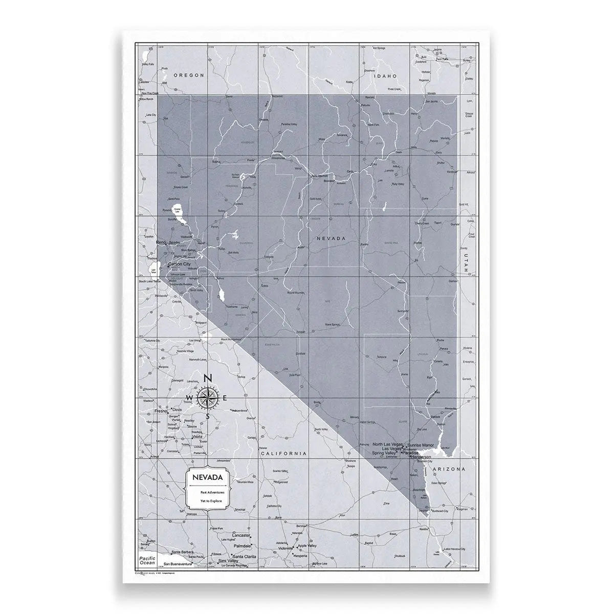Nevada Map Poster - Dark Gray Color Splash - Conquest Maps LLC