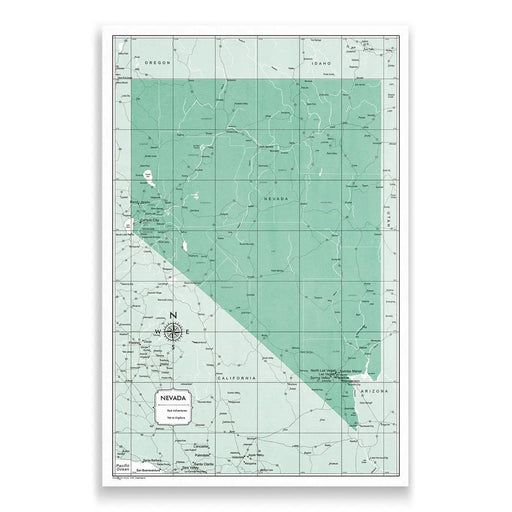 Push Pin Nevada Map (Pin Board) - Green Color Splash CM Pin Board