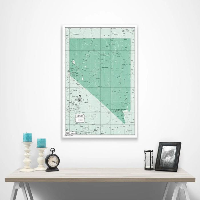 Nevada Map Poster - Green Color Splash CM Poster