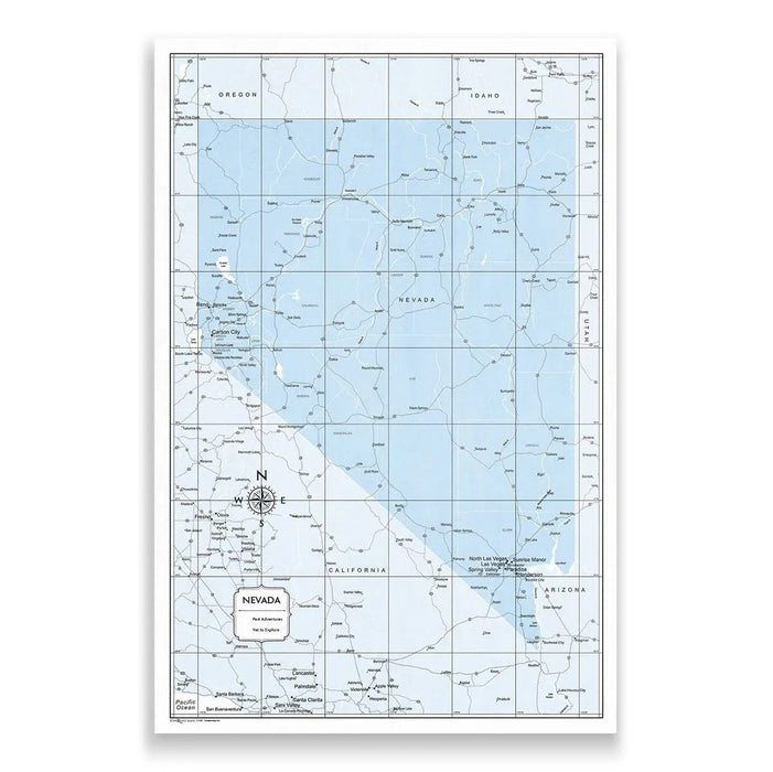 Push Pin Nevada Map (Pin Board) - Light Blue Color Splash CM Pin Board
