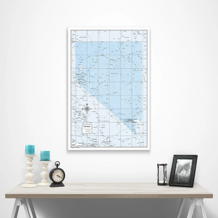 Nevada Map Poster - Light Blue Color Splash CM Poster