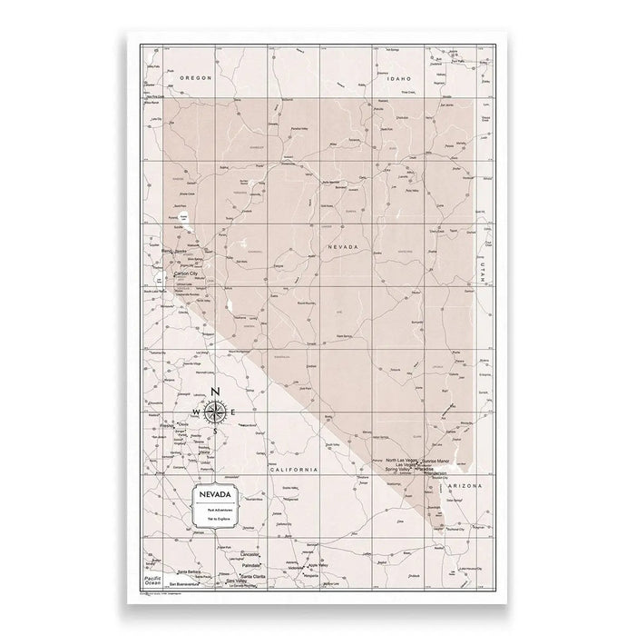 Push Pin Nevada Map (Pin Board) - Light Brown Color Splash CM Pin Board