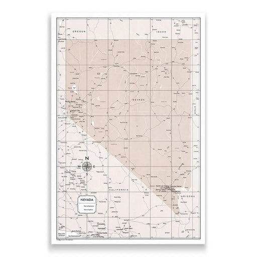 Nevada Map Poster - Light Brown Color Splash